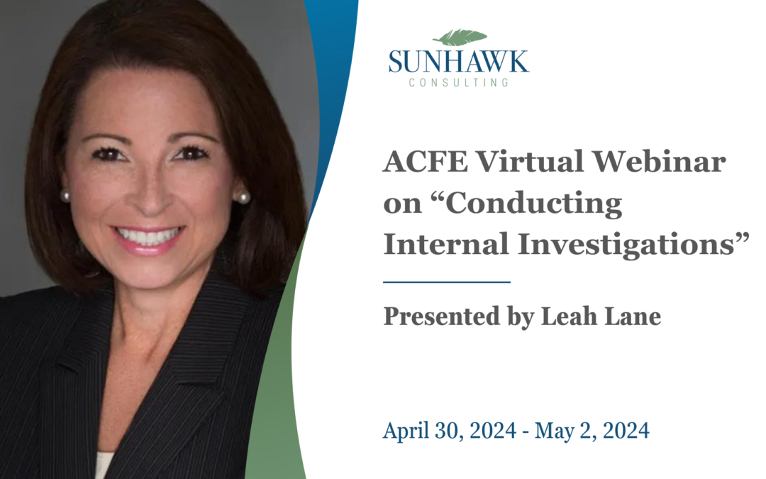 Director Leah Lane presenting ACFE Virtual Seminar on “Conducting Internal Investigations”